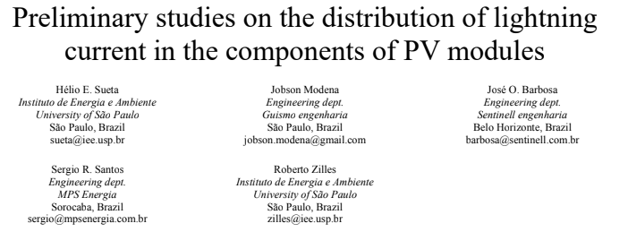 Preliminary studies on the distribution of lightning current in the components of PV modules 