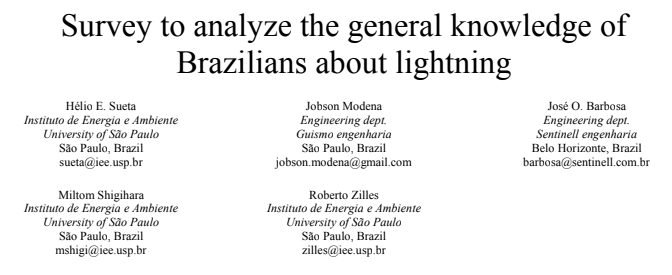 Survey to analyze the general knowledge of Brazilians about lightning